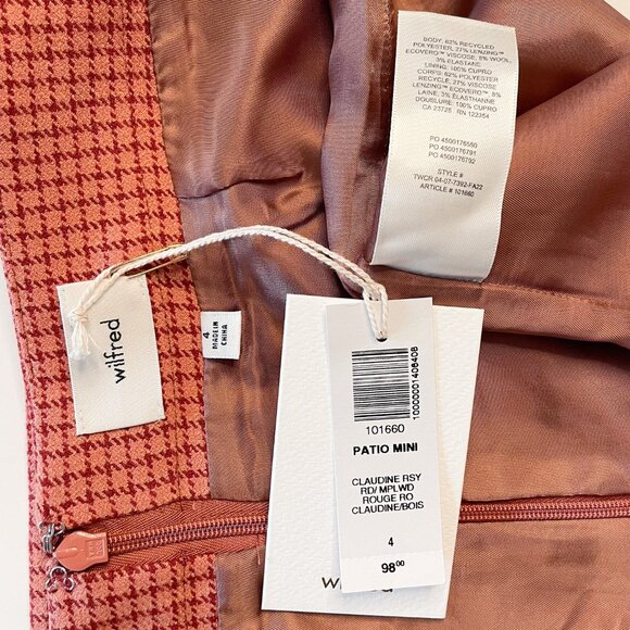 ARITZIA Wilfred Patio Houndstooth High Waist Mini Skirt Size 4 - Picture 4 of 5